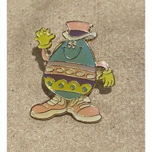 Anthropomorphic Klein Lapel 1” Pin Easter Vintage Egg Man Cloisonné 1980s
